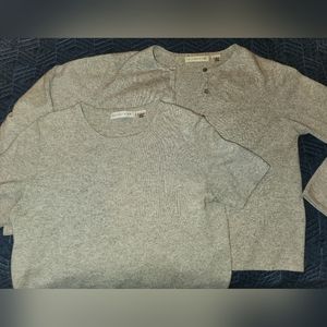 Gray cashmere twinset cardigan sweater